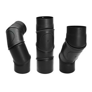 RR schwarz Ø150mm Multibogen mit Tür - 4teilig