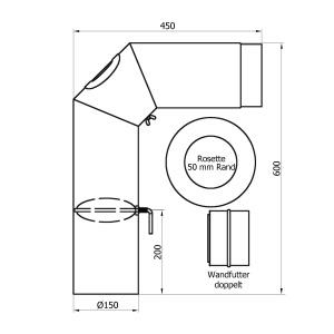 RR gussgrau Ø150mm Bogen-Set geschweißt/eckig
