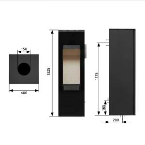 Novaline Cantara Kaminofen schwarz / schwarze Glasfront