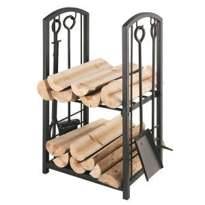 HOLZKORB UND KAMINBESTECK