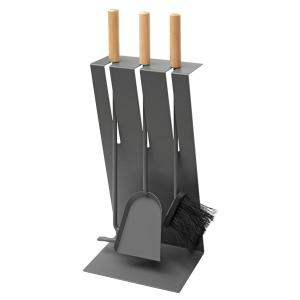 Raik Kaminbesteck 3-teilig GUSTAV, anthrazit mit Holzgriffen