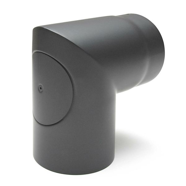 RR gussgrau Ø150mm Bogen 90° - 2teilig mit Tür geschliffen