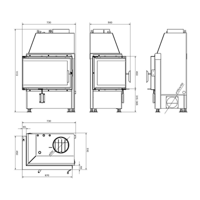Schmitzker No2, Wasserführender Kamineinsatz, 10 kW Links
