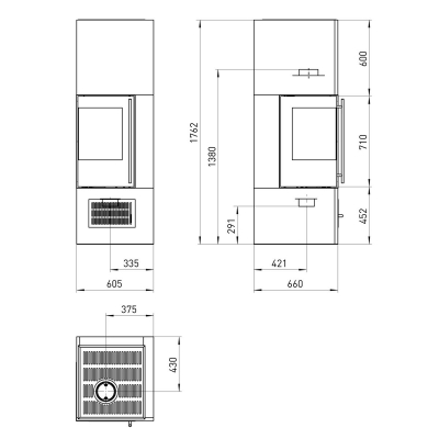 Aracar Compact Türanschlag links, Putzrahmen 3mm, Lufteinlassgitter Individuell