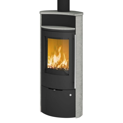 Caldera II Compact Stahl schwarz/ Natursteinverkleidung Serpentin 60mm - NEU