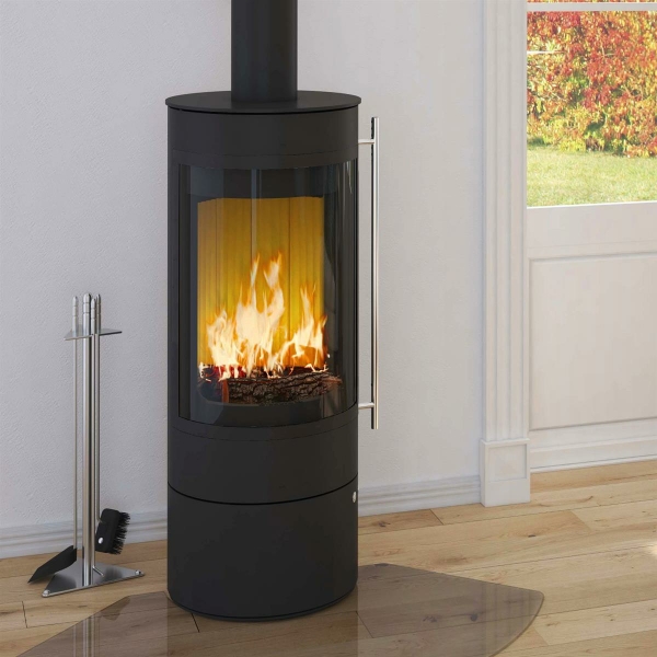Pular Compact 5kW Stahl schwarz, Dekorrahmen schwarz lackiert