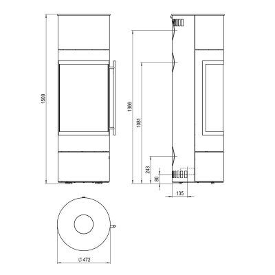 Pular PowerBloc! Compact 5kW Stahl schwarz Dekorrahmen schwarz lackiert