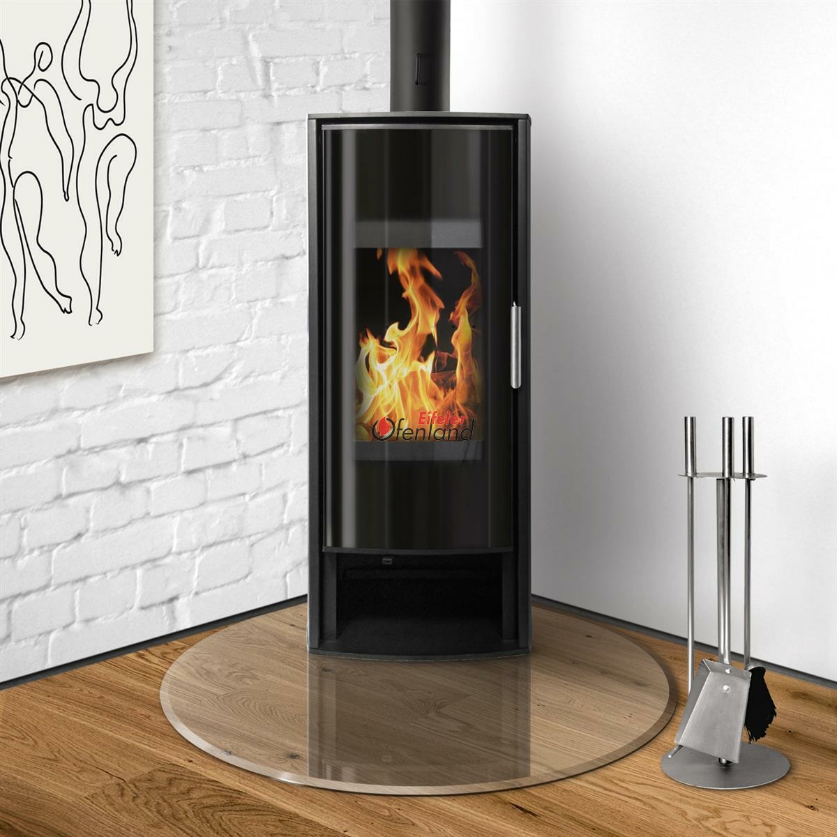 Glasplatte24 Funkenschutzplatte Fünfeck - 110x110cm ESG Sicherheitsglas Für Kamin