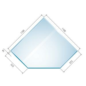 Glasbodenplatte Diamant inkl. Facette         1100 x 1100 mm