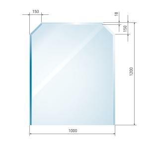 Glasbodenplatte Zunge eckig inkl. Facette    1000 x 1200 mm