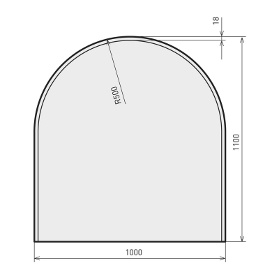 Glasbodenplatte Zunge flach 3 inkl. Facette 1000 x 640 mm