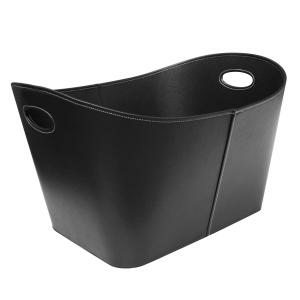Holzkorb Kunstleder schwarz XL