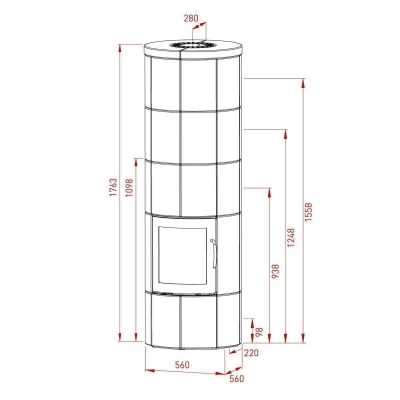 M3 Kaminofen Schwarz/ Speckstein, inkl. PowerStones, RR oben