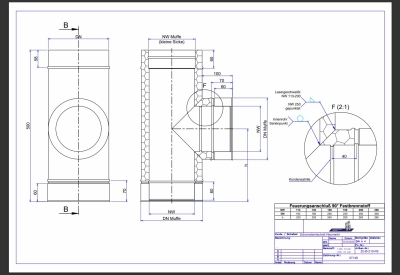 Feuerungsanschluss 90° für Festbrennstoff