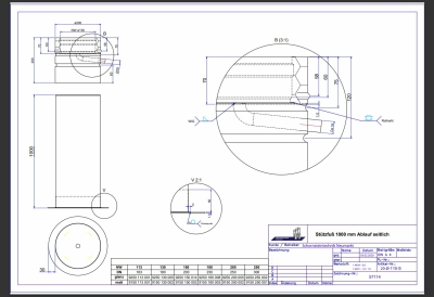 Stützfuß 1000 mm kürzbar mit Ablauf seitlich