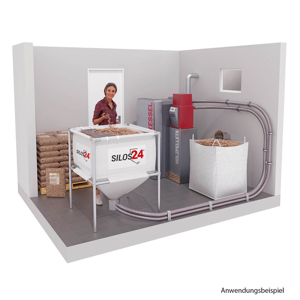 Mini-Pelletsilo 600 l mit Absaugtopf