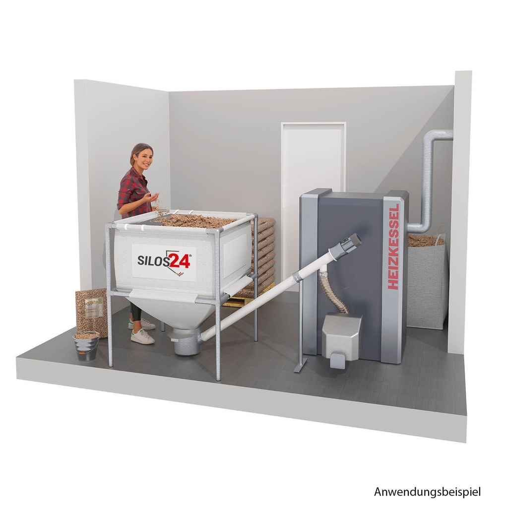 Mini-Pelletsilo 600 l mit Absaugtopf