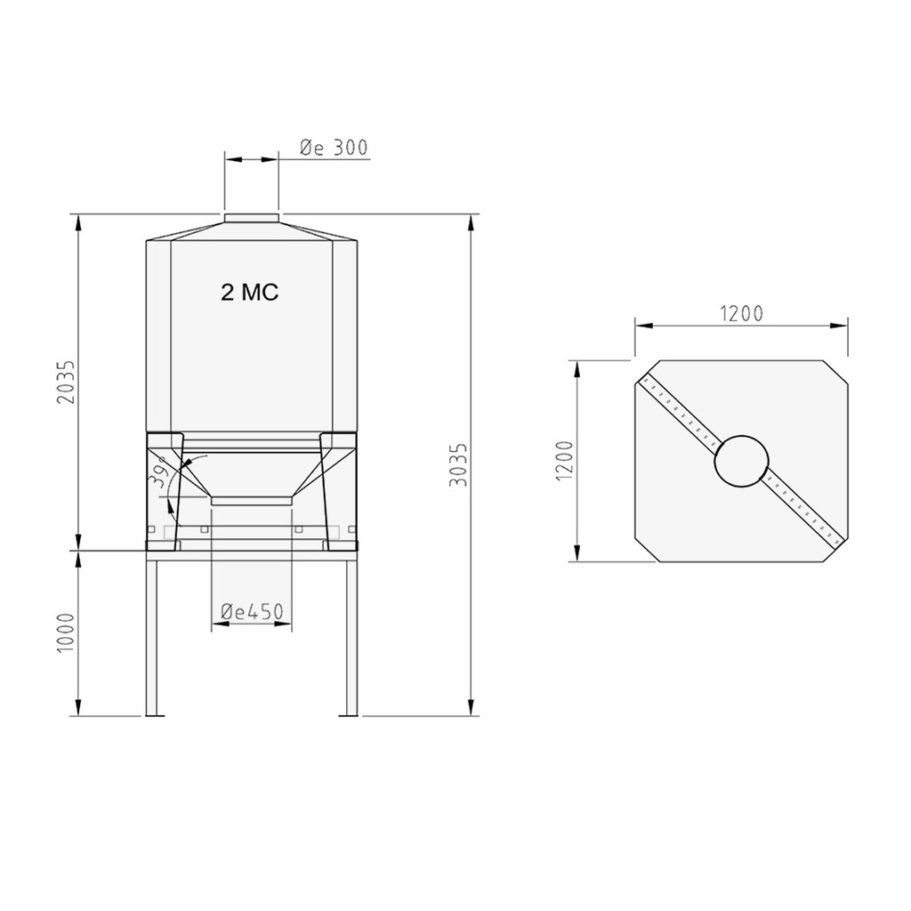 GFK-Kleinsilo CUBO 2 oder 3 m³