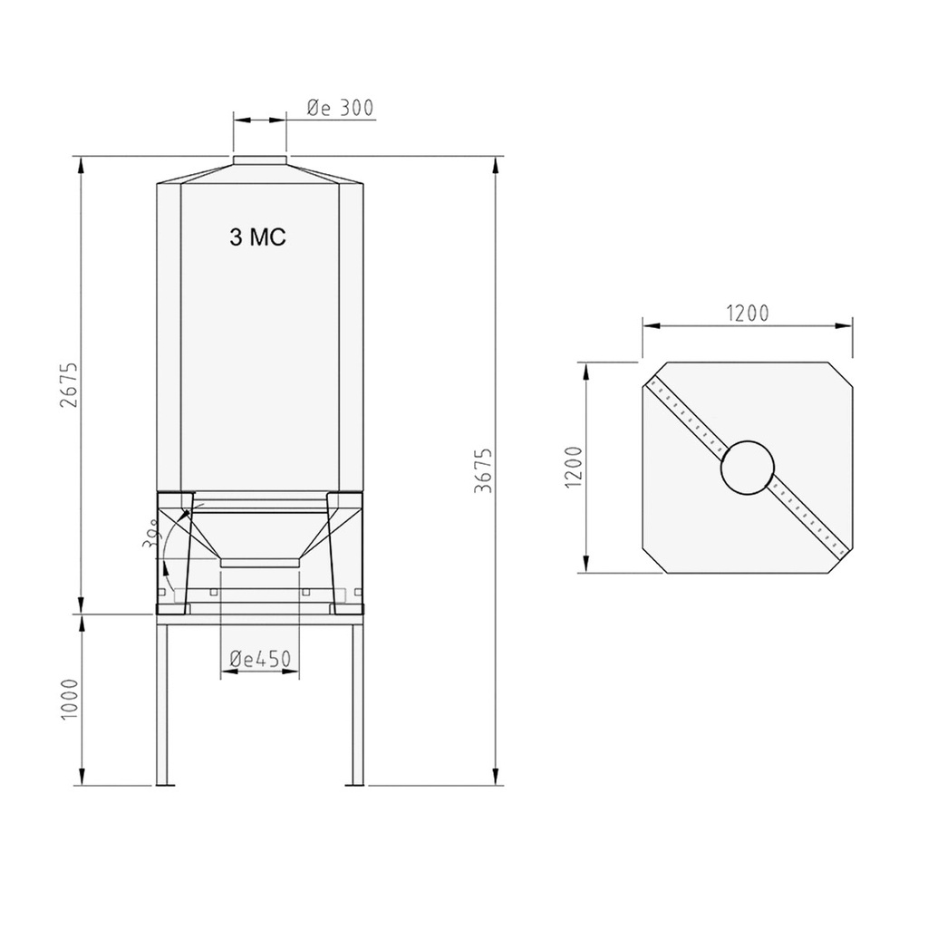 GFK-Kleinsilo CUBO 2 oder 3 m³