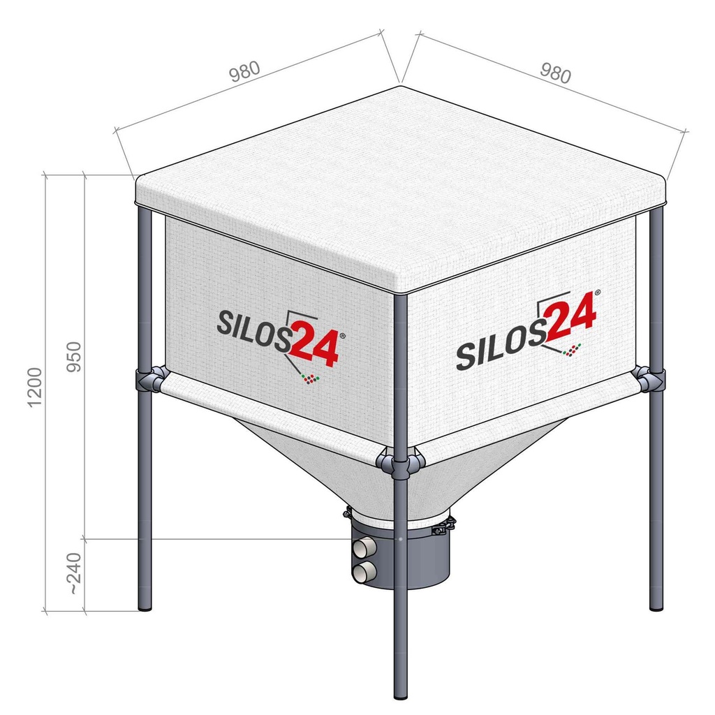 Mini-Silo-Set 600 l: Absaugtopf, Auflagegitter und Deckel