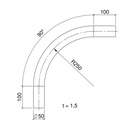 Edelstahl-Rohrbogen 90°, R = 250 mm, DN 50 – Set mit 2 Schel