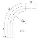 Edelstahl-Rohrbogen 90°, R = 150 mm, DN 50 – Set mit 2 Schel