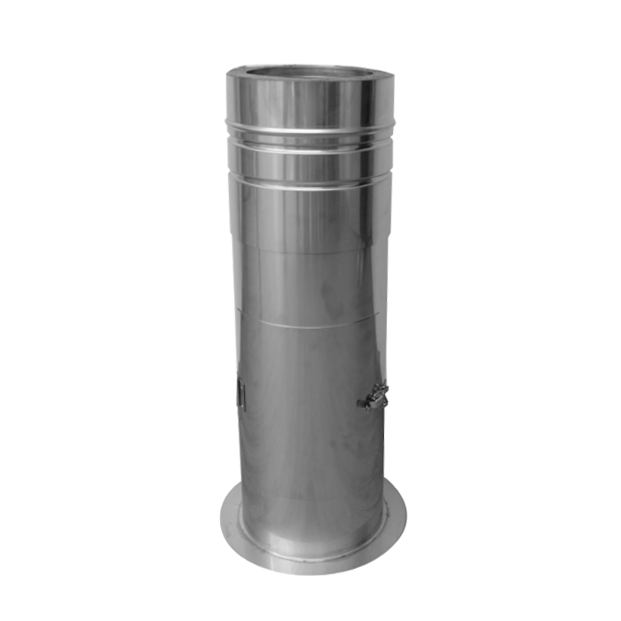 [20-150-116-U] Stützfuß 500 mm kürzbar mit Ablauf nach unten · Ø150 · System 20