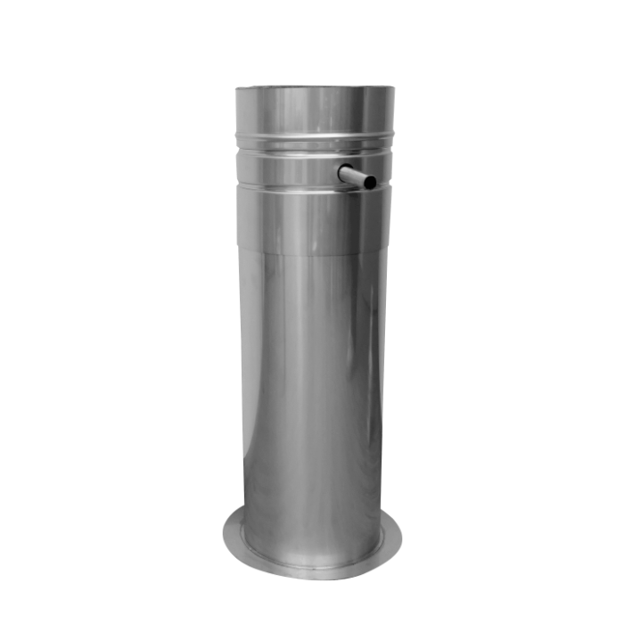 [20-250-115-S] Stützfuß 500 mm kürzbar mit Ablauf seitlich · Ø250 · System 20