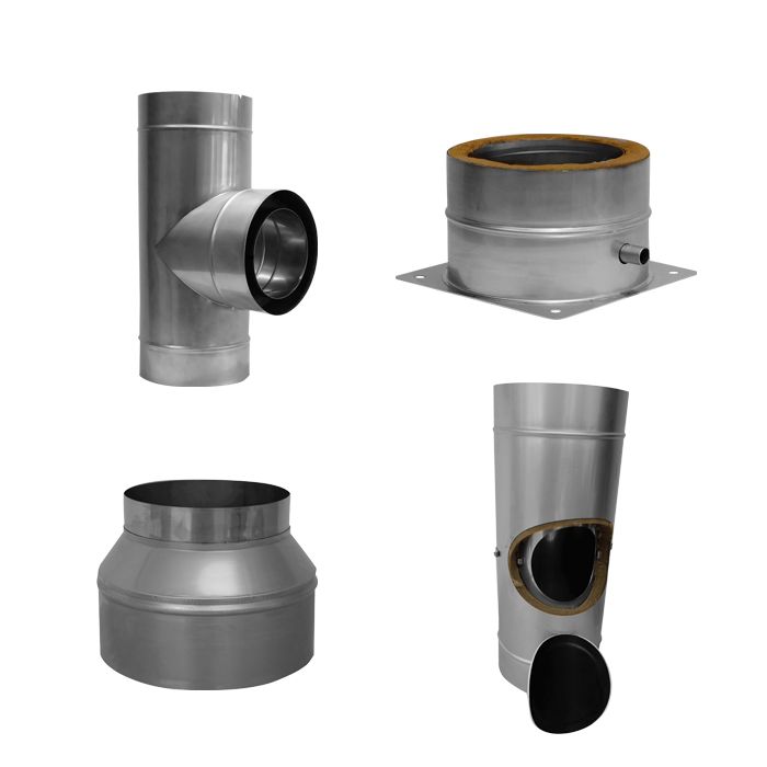 [20-180-008-S] Grundset Öl/Gas -Betrieb ohne Längenelemente Ablauf seitlich · Ø180 · System 20