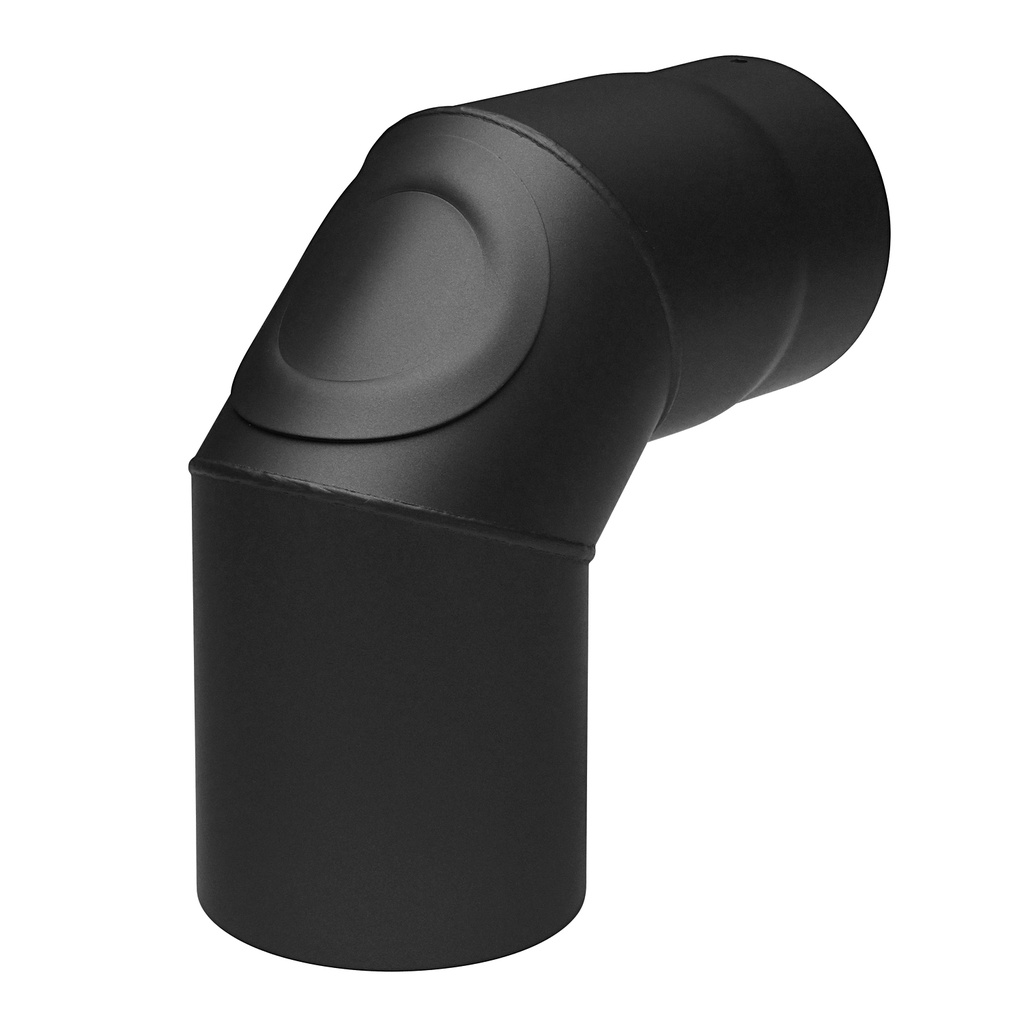 [SH020-120-sw] RR schwarz Ø120mm Bogen 90° - 3teilig mit Tür