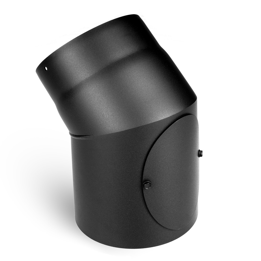 [SH028-130-sw] RR schwarz Ø130mm Bogen 45° mit Tür