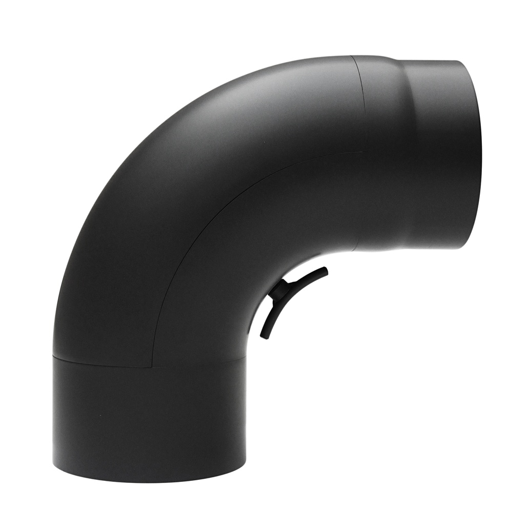 [SH018-130-sw] RR schwarz Ø130mm Bogen 90° gezogen mit Tür