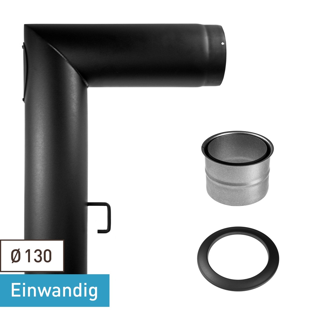 [SH058-130-sw] RR schwarz Ø130mm Bogen-Set 2-teilig – eckig