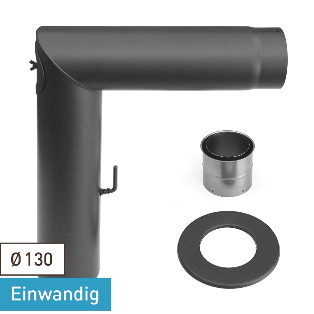 [SH058-130-gg] RR gussgrau Ø130mm Bogen-Set 2-teilig – eckig