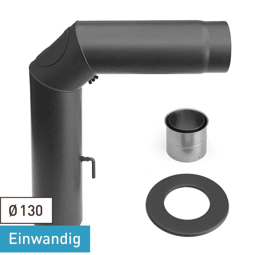 [SH016-130-gg] RR gussgrau Ø130mm Bogen-Set 3-teilig - geschweißt/eckig
