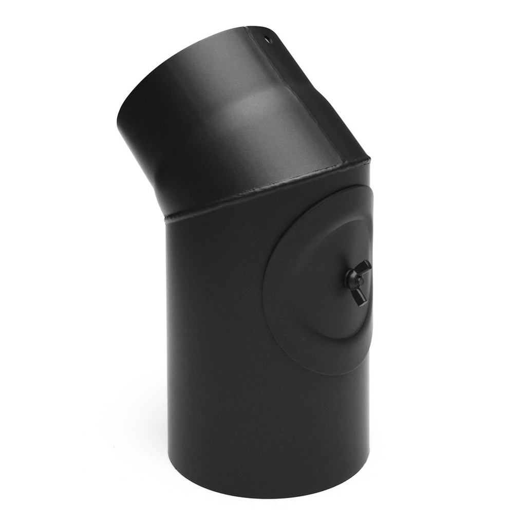 [SH028-150-sw] RR schwarz Ø150mm Bogen 45° mit Tür