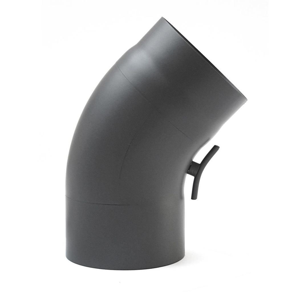 [SH040-150-gg] RR gussgrau Ø150mm Bogen 45° gezogen mit Tür