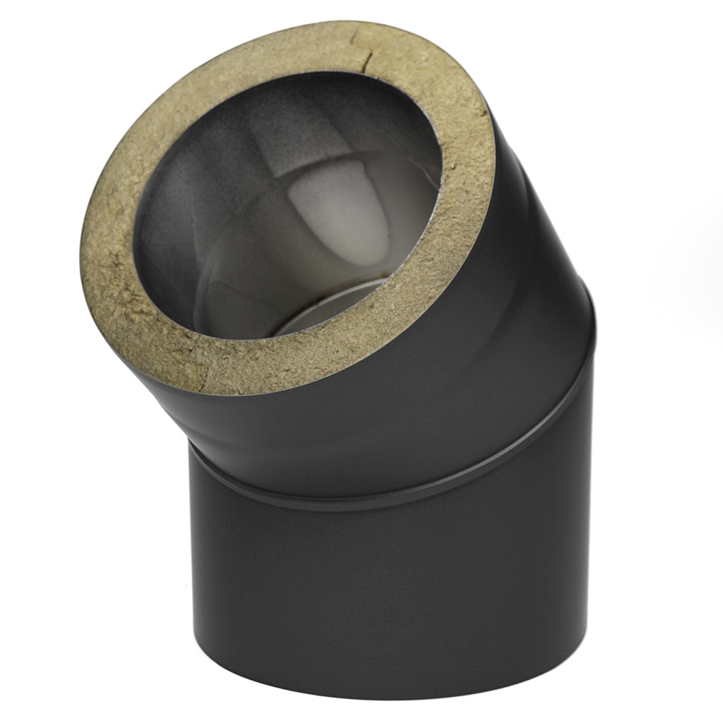 [SH30011491-sw] Raik RR schwarz doppelwandig Coltherm Ø150 Bogen 45° ohne Tür
