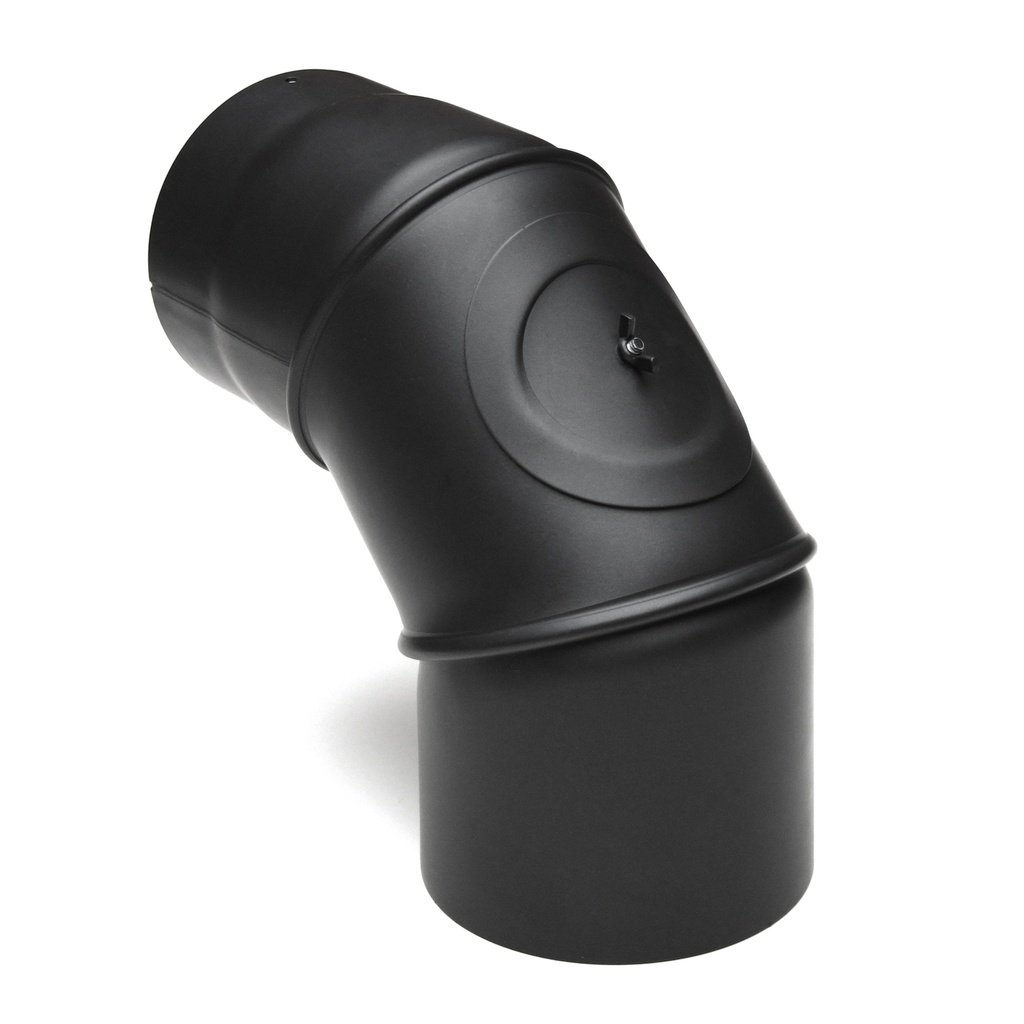 [SH031-200-sw] RR schwarz Ø200mm Bogen 0-90° mit Tür