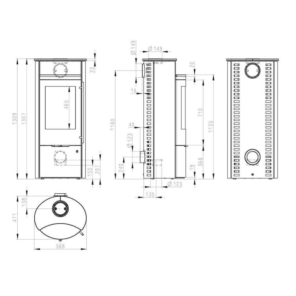 [O23746y] Caldera II Compact Stahl schwarz/ Verkleidung Keramik Sonderglasur