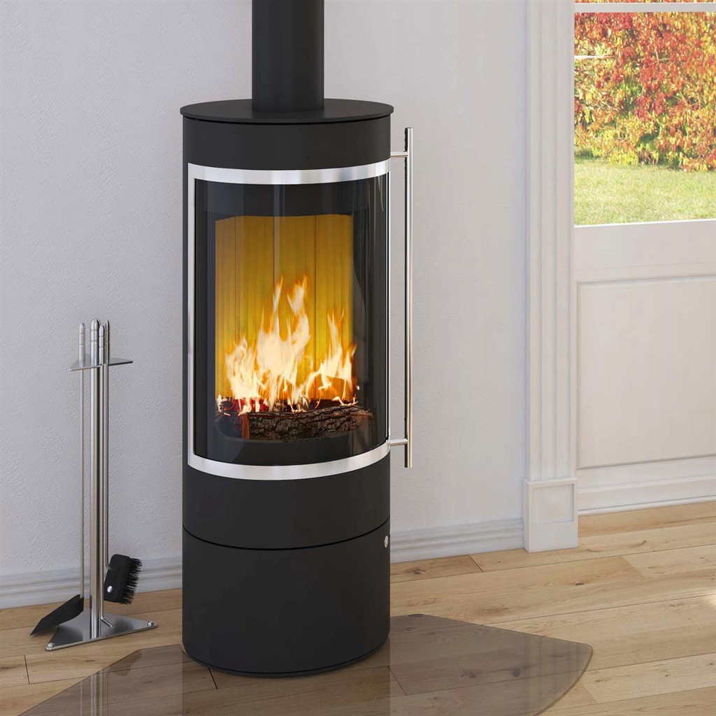 [237359] Pular Compact 5kW Stahl schwarz, Dekorrahmen verchromt