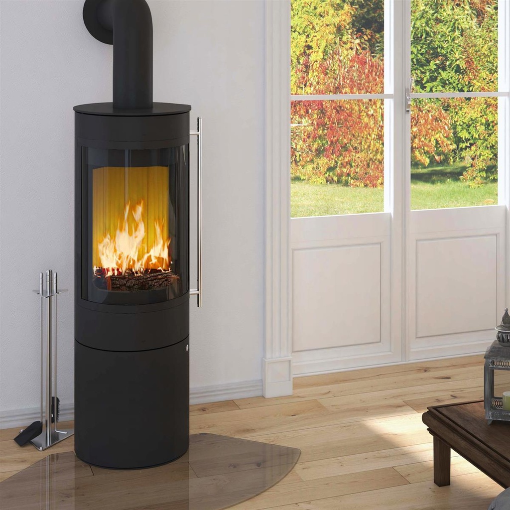 [237360] Pular Plus Compact 5kW Stahl schwarz Dekorrahmen schwarz lackiert