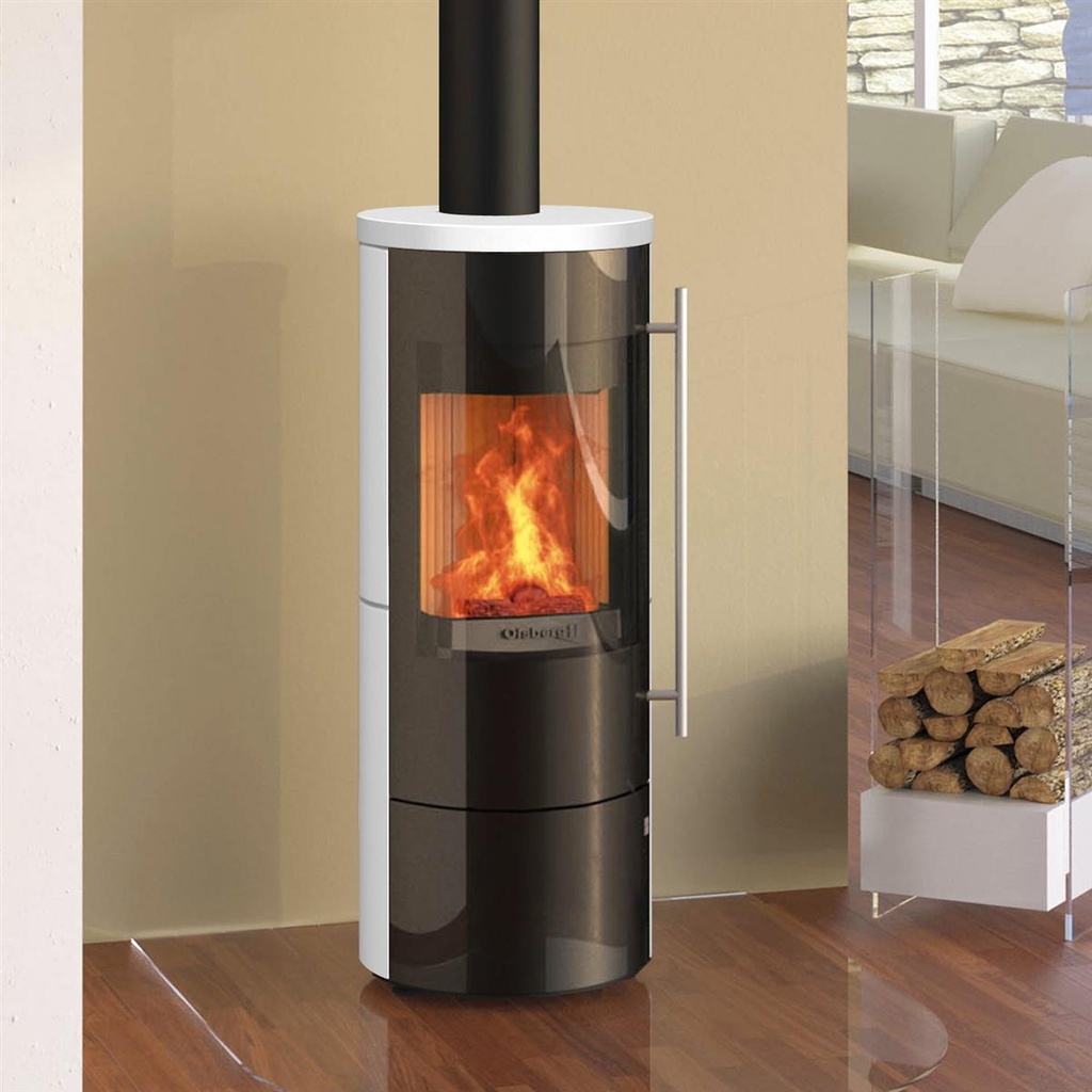 [O236674] Tipas Compact III Stahl schwarz/ Keramikverkleidung schneeweiß, Glasfront
