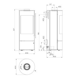 [O23667y] Tipas Compact III Stahl schwarz/ Keramikverkleidung Sonderglasur, Glasfront