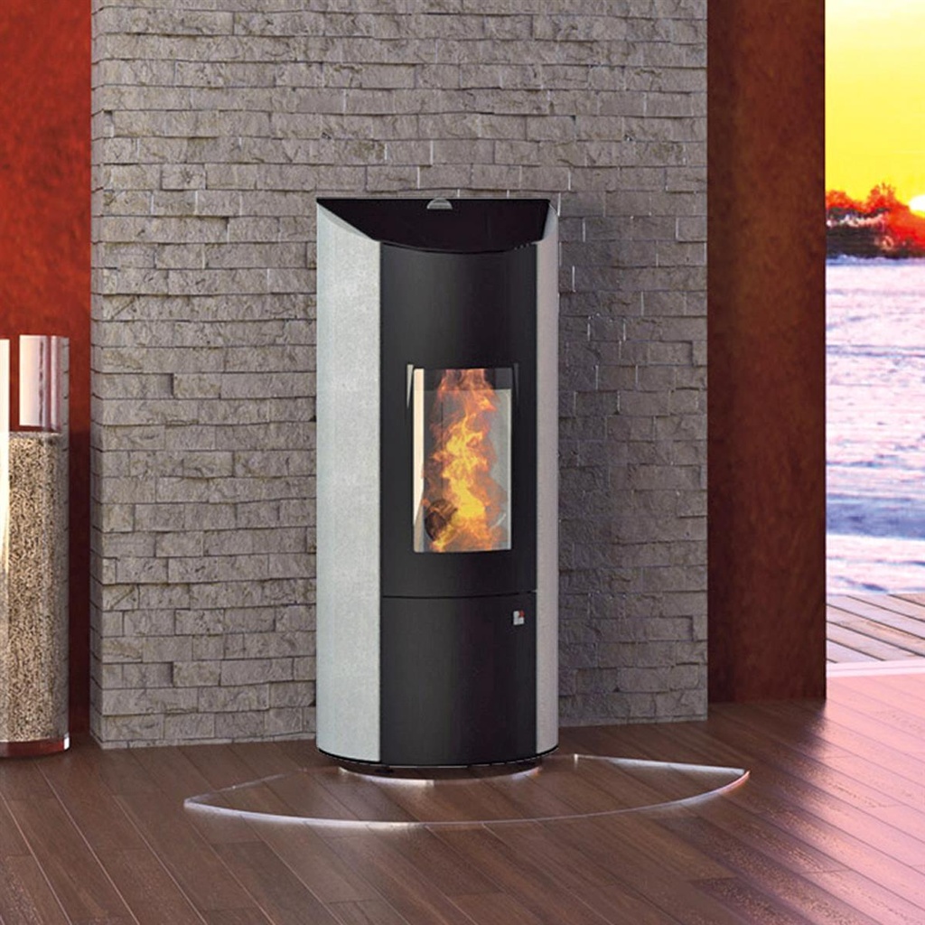 [432493] Levana Aqua 8kW Stahl schwarz/ Naturstein Serpentin