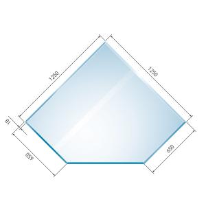 [B40001] Glasbodenplatte Diamant 2 inkl. Facette      1250 x 1250 mm