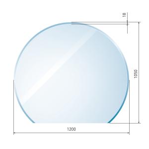 [B40003] Glasbodenplatte Kreisabschnitt inkl. Facette 1200 x 1050 mm