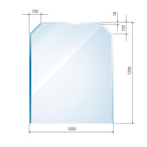 [B40013] Glasbodenplatte Zunge eckig inkl. Facette    1000 x 1200 mm
