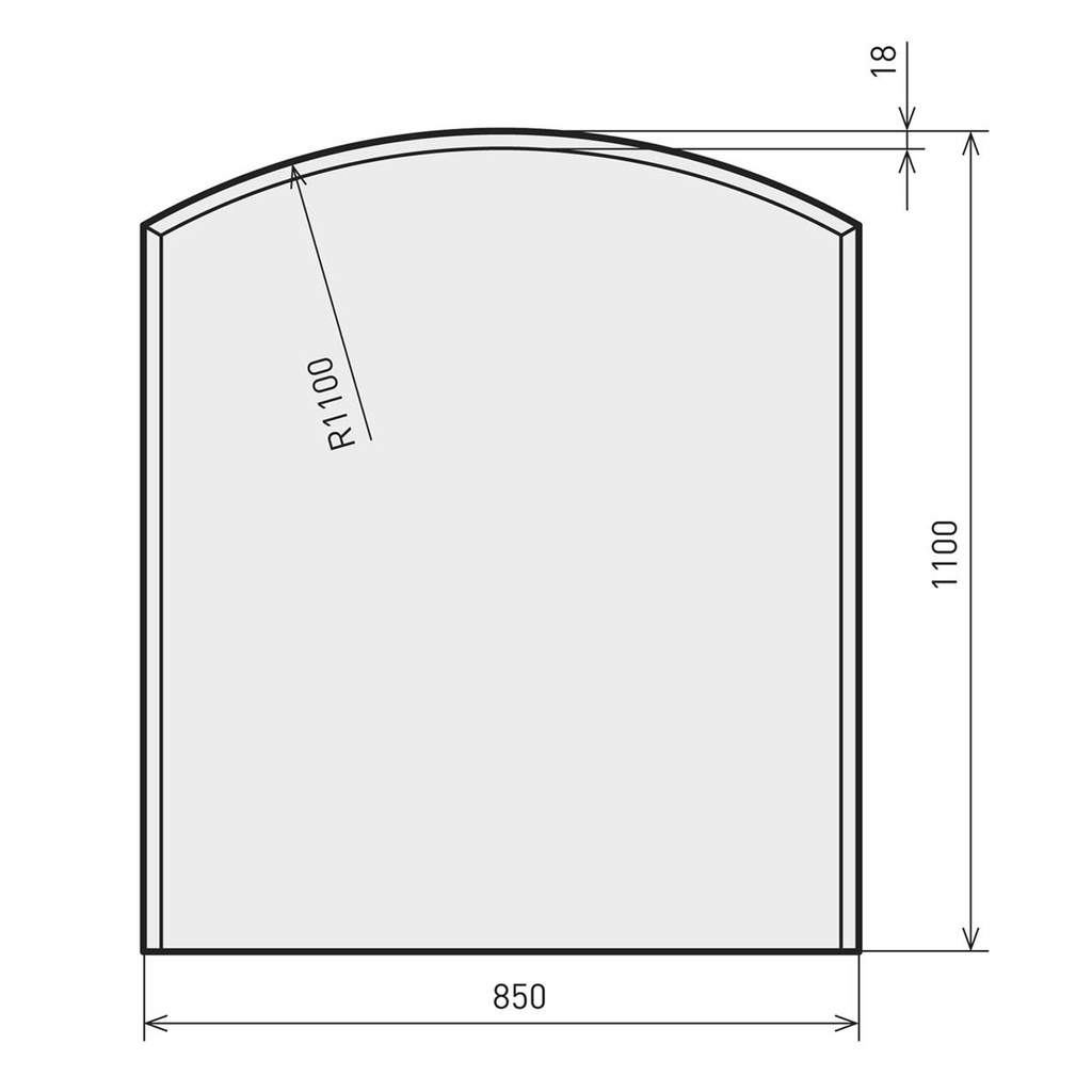 [B40015] Glasbodenplatte Zunge flach 2 inkl. Facette   850 x 1100 mm