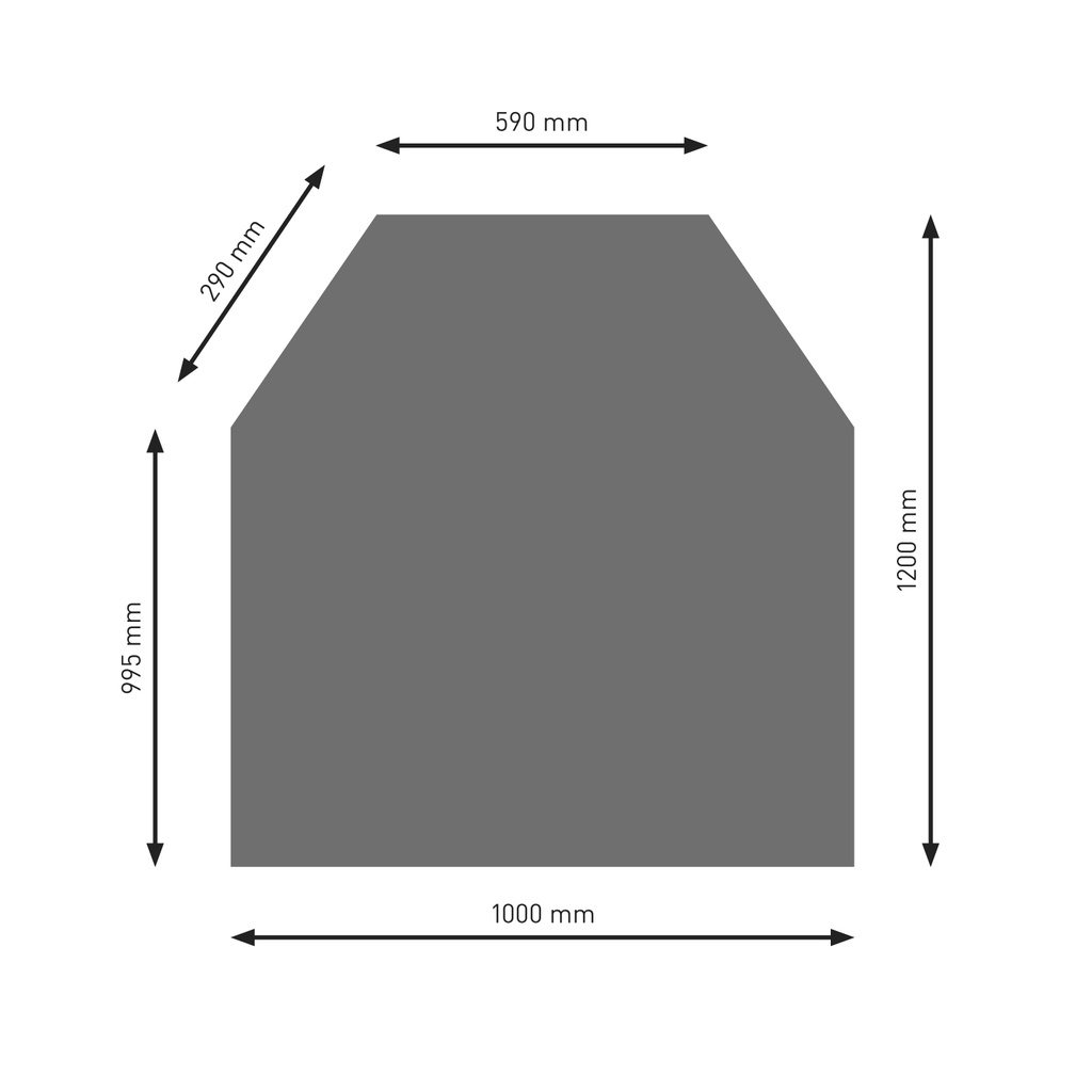 [PU052-0B2-gg] Bodenplatte B2 gussgrau 6-Eck  1200x1000mm